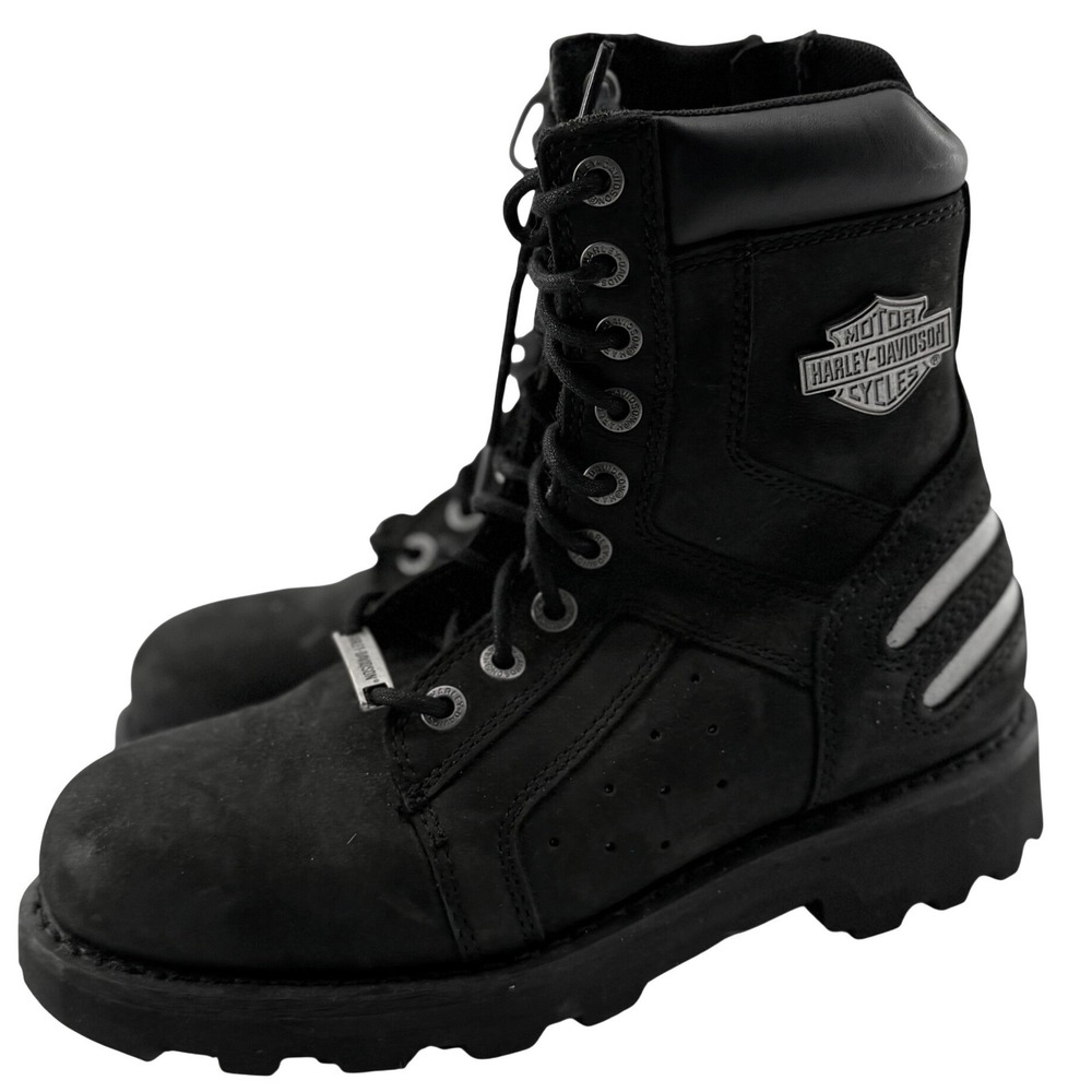 Harley Davidson Bradford Leather Riding Combat Boots Side Zip D96212 Biker Moto